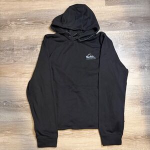 Quiksilver Mens Black Logo Pullover Hoodie Sweatshirt XL Relaxed Fit Surf Skate